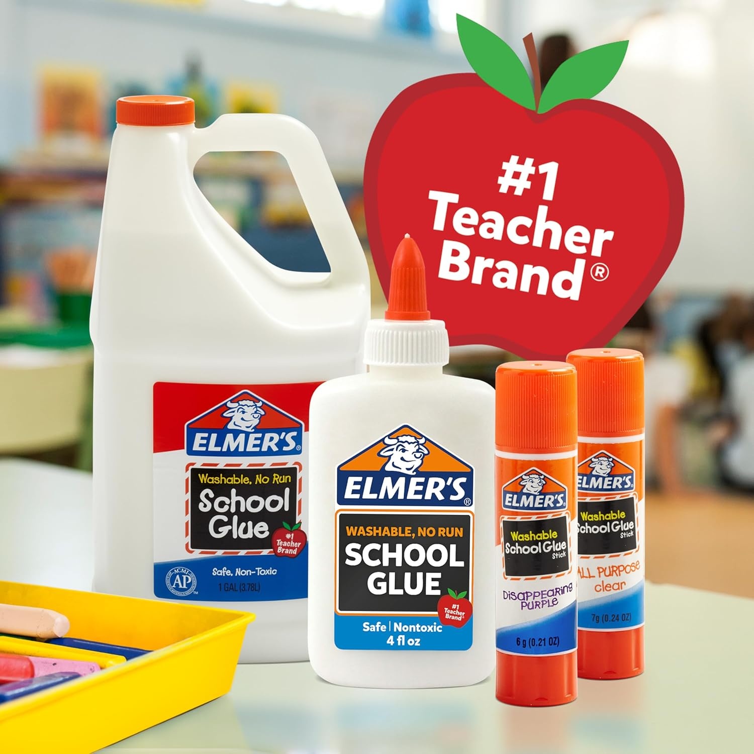 image:imageElmers Liquid Glitter Glue Assorted Colors Blue Pink Purple  Arts amp Crafts Kids Activity Creative Fun 1 Teacher Brand3 Count