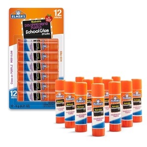 Elmer’s Disappearing Purple School Glue Sticks, Washable, 6 Grams, 12 Count – Arts & Crafts, Poster, Projects, Back to School, #1 Teacher Brand(12 Count – Disappearing Purple)