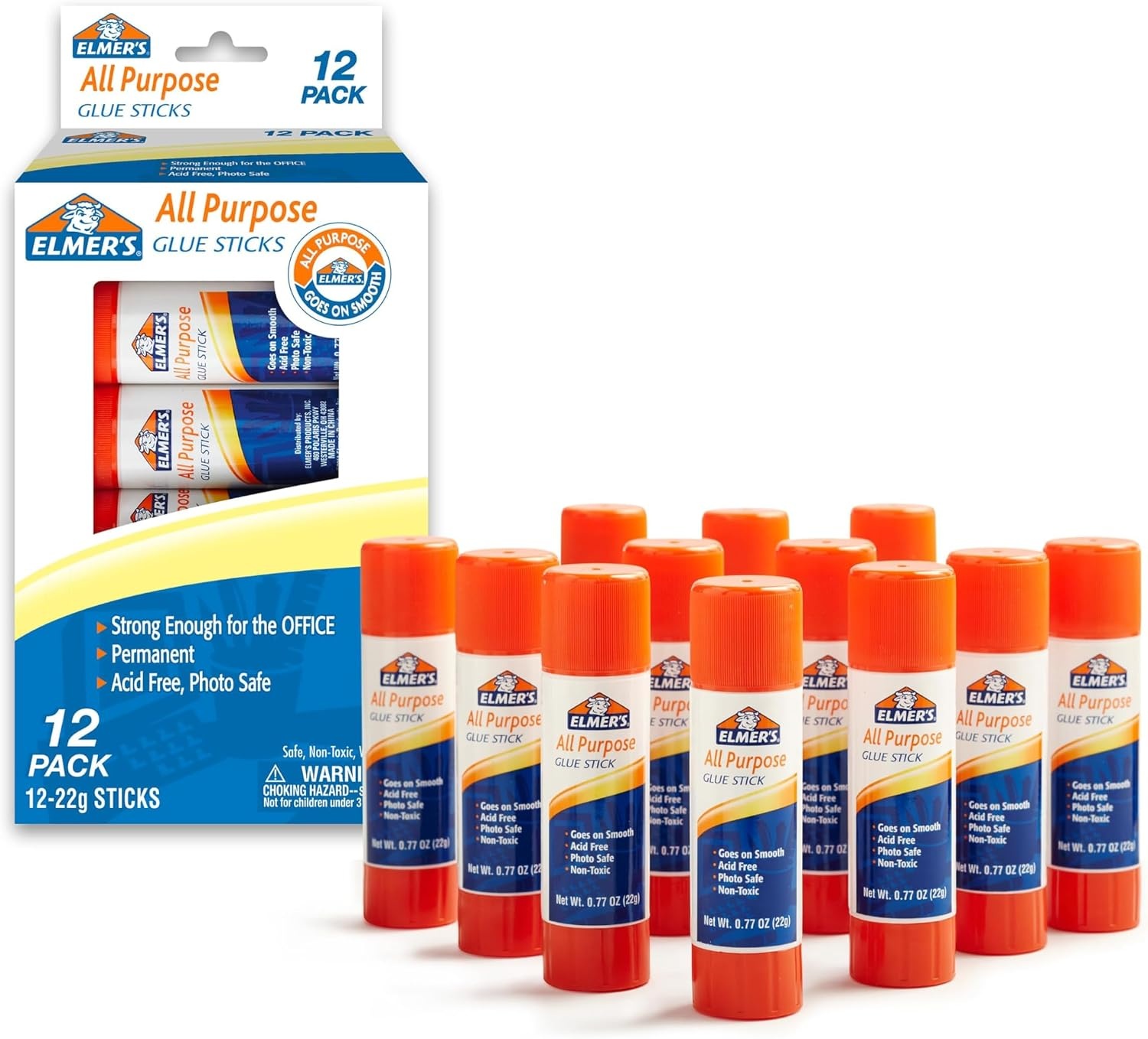 image:imageElmers All Purpose Glue Sticks Washable amp NonToxic Clear 22 Grams 12 Count Classroom Household Craft Projects Poster Vision Board 1 Teacher BrandClear