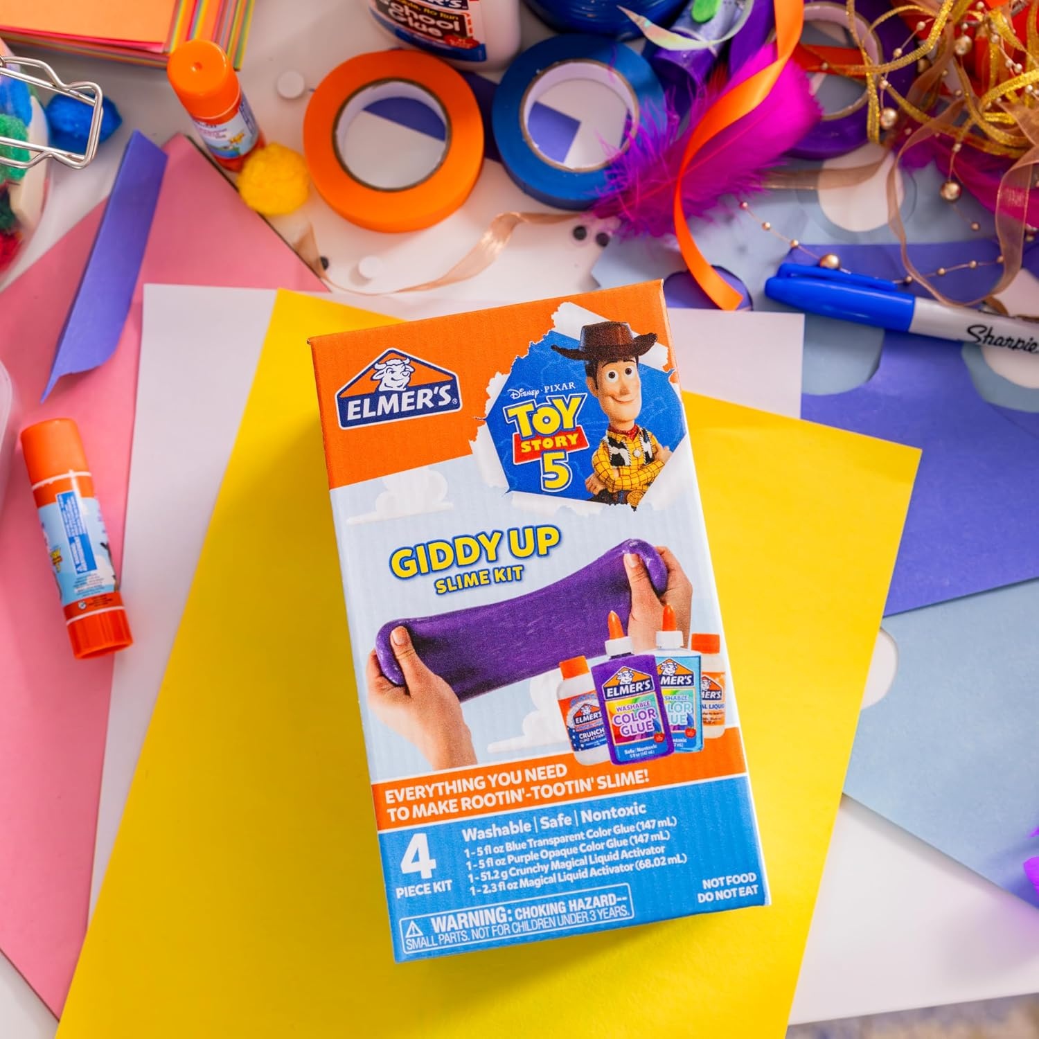 image:imageElmers Butter Slime Kit Includes Glow in the Dark Glue Glitter Glue Slime Activator 4 Count Kids Activity Creative Fun Arts amp CraftsNEW Toy Story 5 Giddy Up Slime Kit
