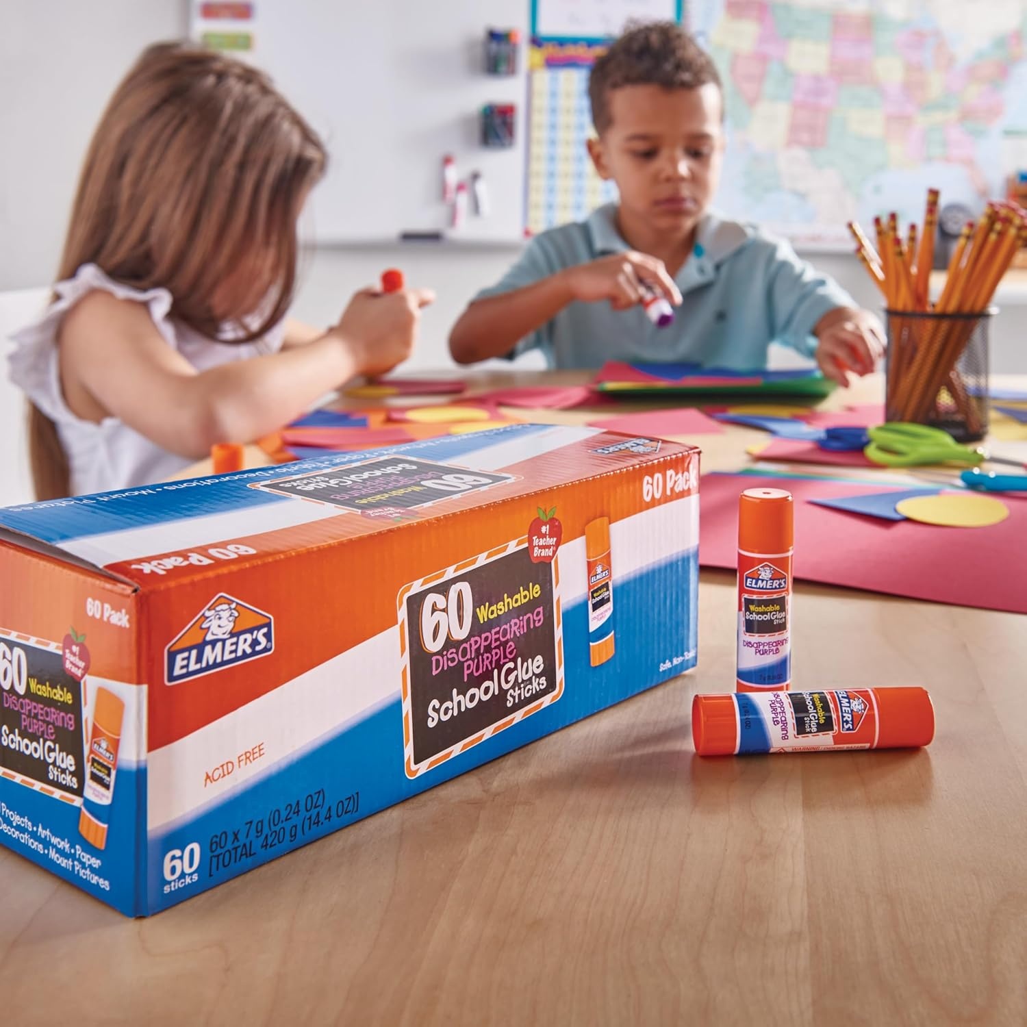 image:imageElmers Disappearing Purple School Glue Sticks Washable 7 Grams 30 Count Posters Back to School Bulk Pack for Classrooms 1 Teacher BrandStandard Stick