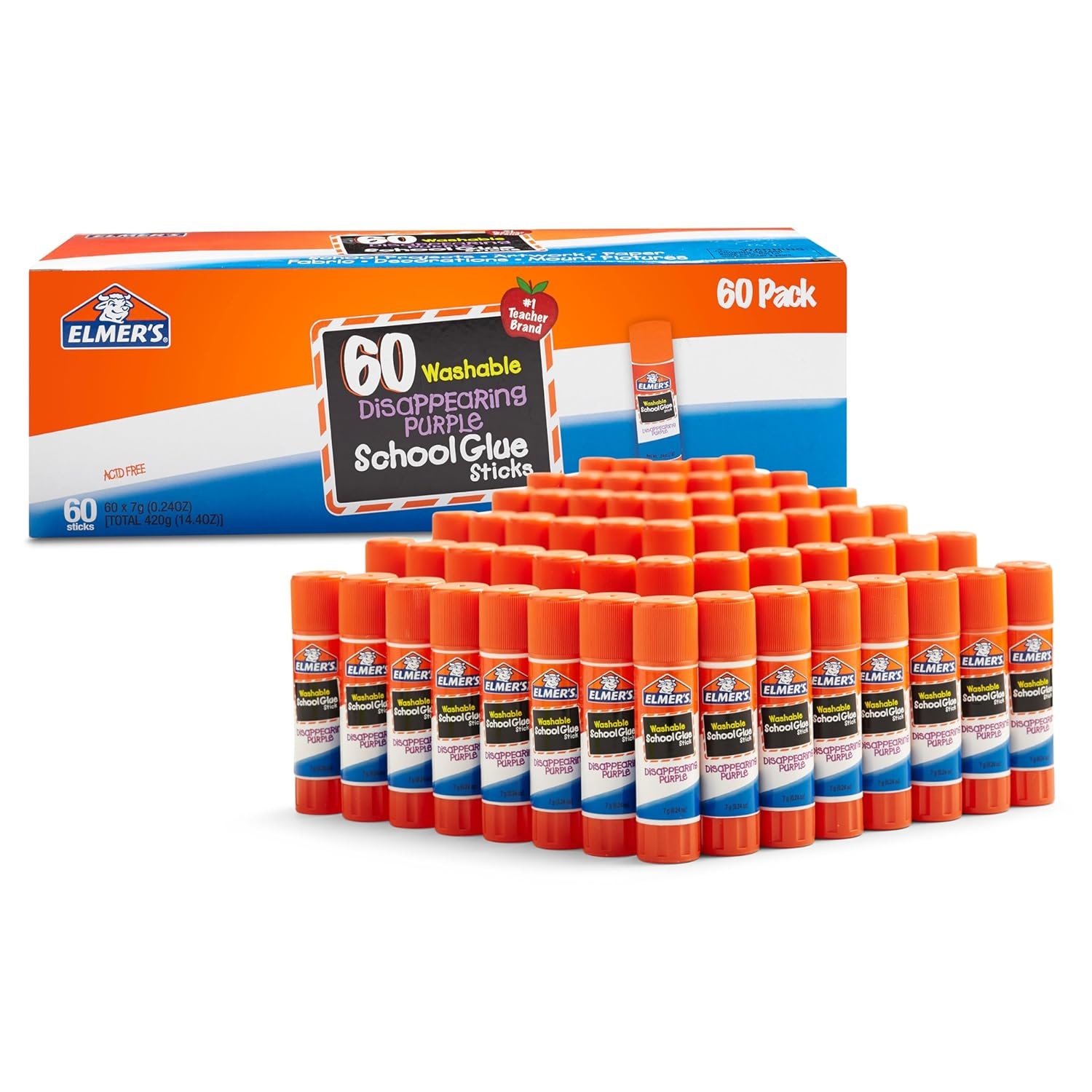 image:imageElmers Disappearing Purple School Glue Sticks Washable 7 Grams 30 Count Posters Back to School Bulk Pack for Classrooms 1 Teacher BrandStandard Stick