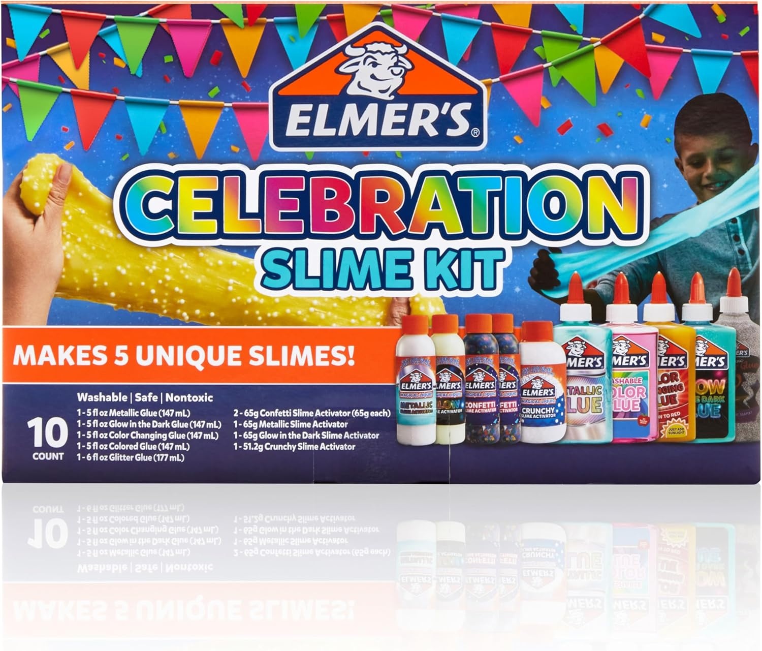 image:imageElmers Fruity Fusion Slime Kit Includes Elmers Clear Glue Magical Liquid Slime Activator Clay Color Pigments Scents Mixing Bowl Spoon 20 Piece KitCelebration Slime Kit
