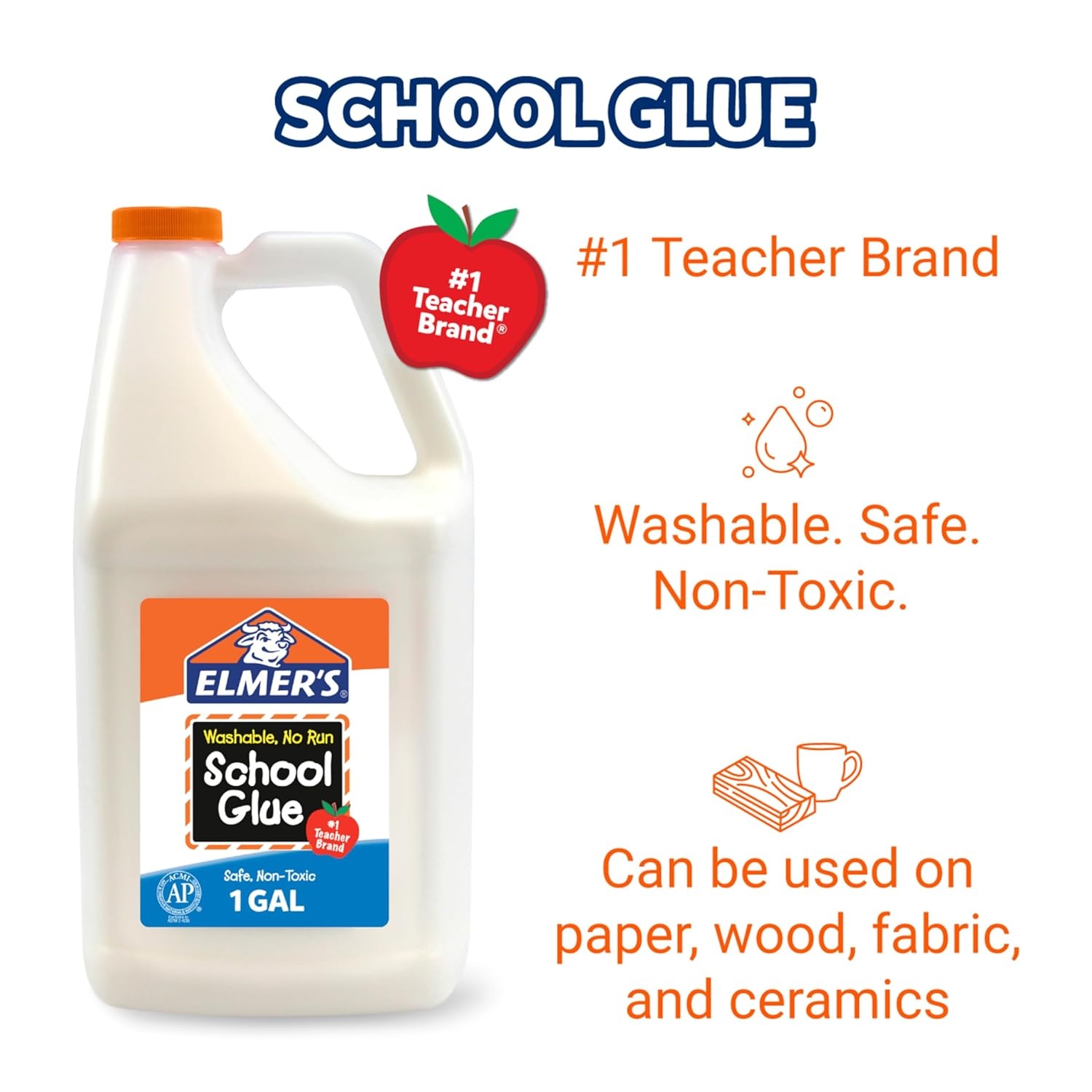 image:imageElmers White Liquid School Glue 1 Gallon Safe Washable 1 Count 1 Teacher Brand Bulk Arts amp Crafts Projects Classroom Supplies Great for Making SlimeWhite