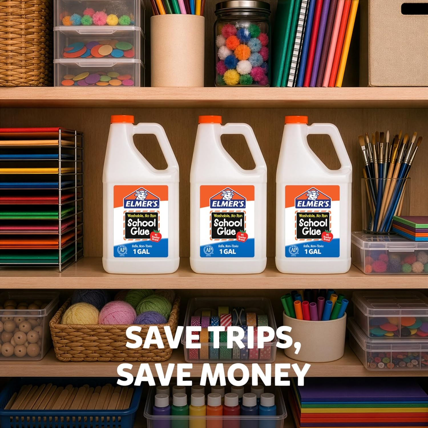 image:imageElmers White Liquid School Glue 1 Gallon Safe Washable 1 Count 1 Teacher Brand Bulk Arts amp Crafts Projects Classroom Supplies Great for Making SlimeWhite
