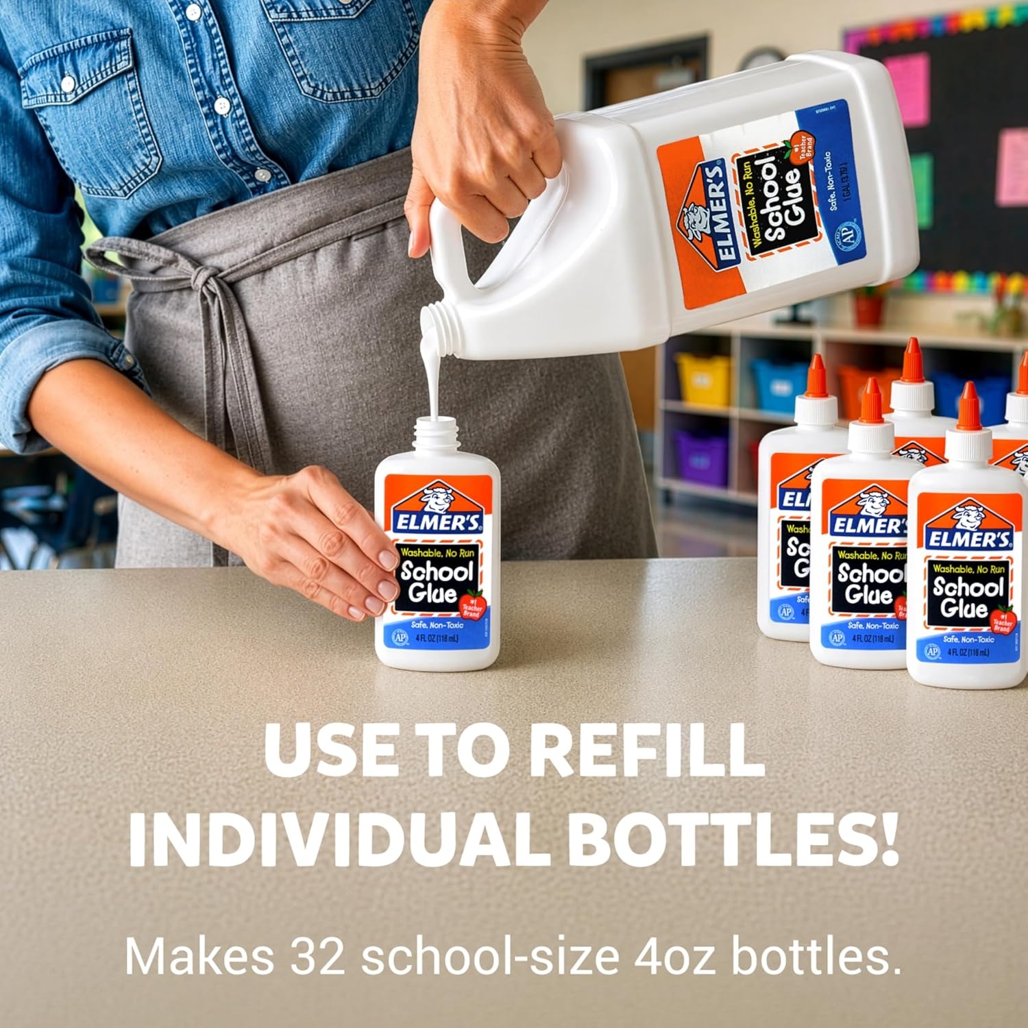 image:imageElmers White Liquid School Glue 1 Gallon Safe Washable 1 Count 1 Teacher Brand Bulk Arts amp Crafts Projects Classroom Supplies Great for Making SlimeWhite