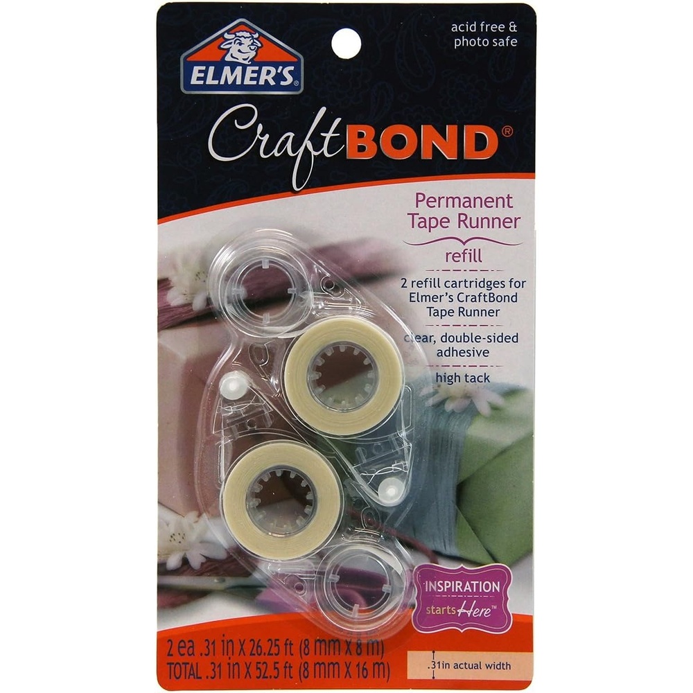 image:imageELMERS Craftbond Permanent Tape Runner Refills 31 by 2614 Feet Clear 2 Refills Per Pack E4007