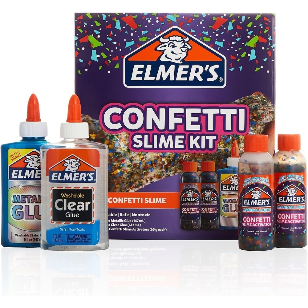 image:imageElmers Butter Slime Kit Includes Glow in the Dark Glue Glitter Glue Slime Activator 4 Count Kids Activity Creative Fun Arts amp CraftsConfetti Slime Kit