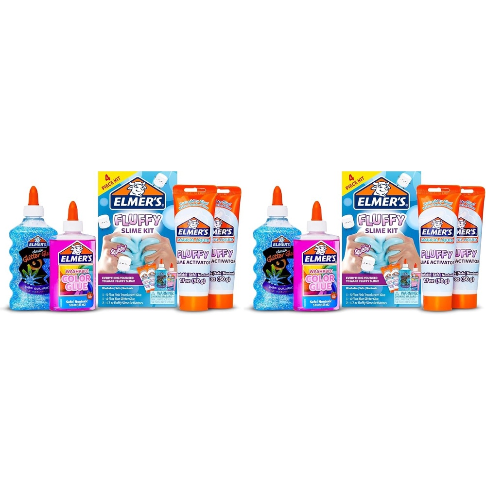 image:imageElmers Butter Slime Kit Includes Glow in the Dark Glue Glitter Glue Slime Activator 4 Count  Kids Activity Creative Fun Arts amp CraftsFluffy Slime Kit Pack of 2