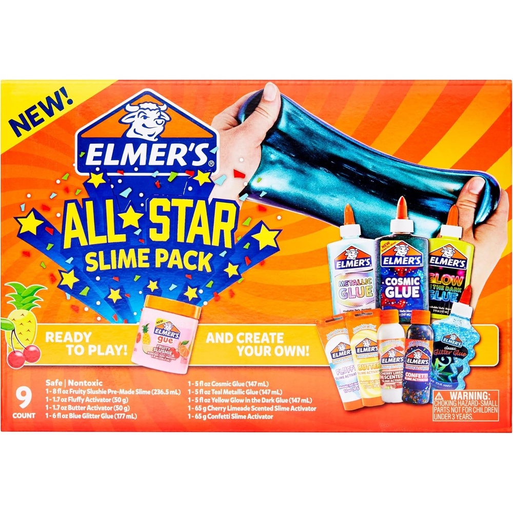image:imageElmers Fruity Fusion Slime Kit Includes Elmers Clear Glue Magical Liquid Slime Activator Clay Color Pigments Scents Mixing Bowl Spoon 20 Piece KitAll Star Slime Kit