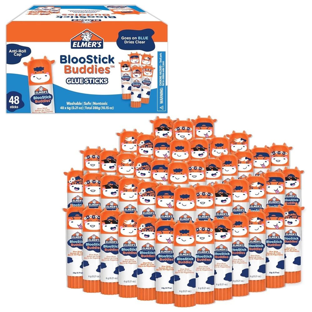 image:imageElmers Glue Sticks Variety Pack Featuring BlooStick Buddies Disappearing Purple and Scented Glue Sticks Assorted 6 Grams 30 Count Arts amp Crafts Fun Classroom Supplies 1 Teacher Brand48 Count BlooStick Buddies