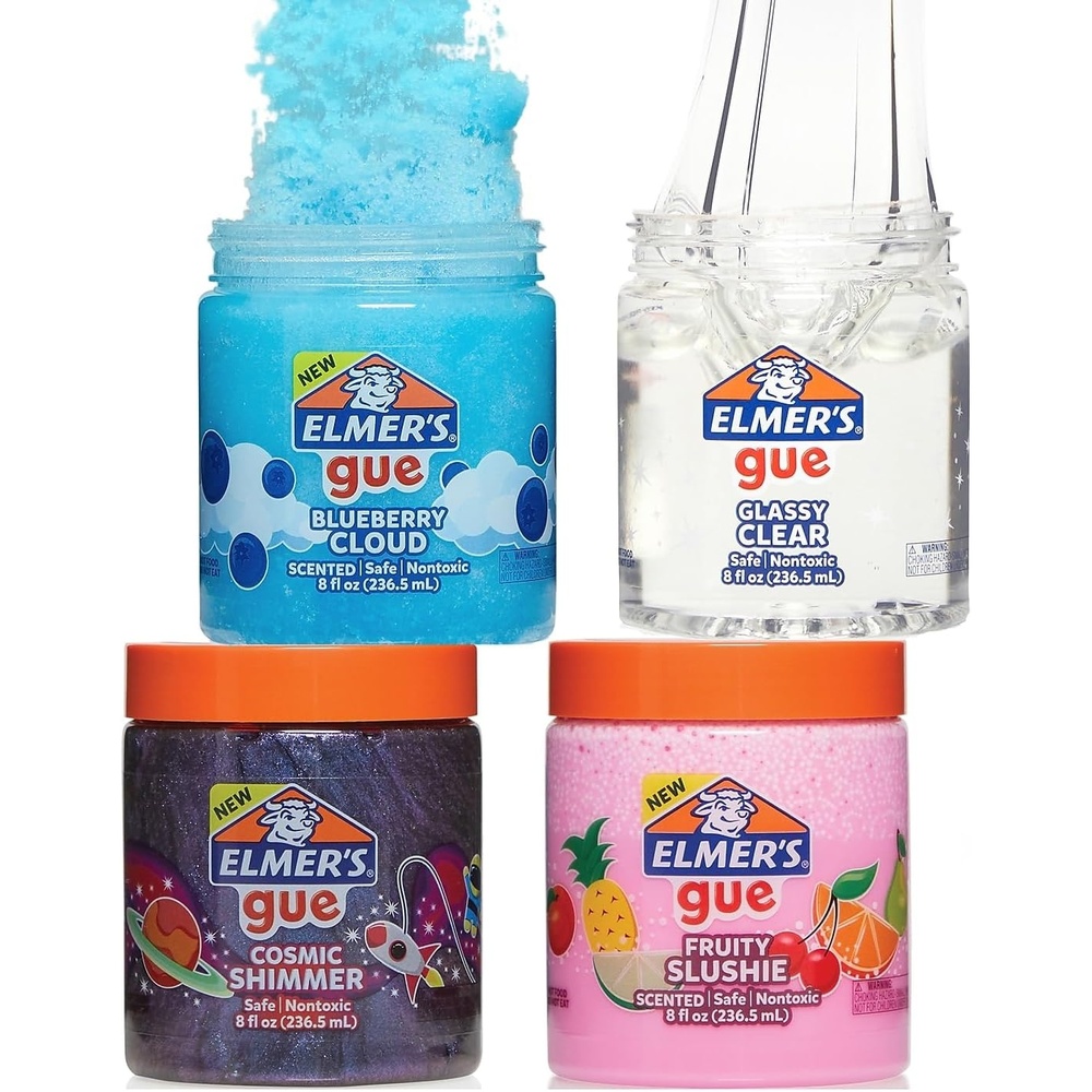 image:imageElmers Gue Premade Slime Variety Pack Clear Scented Glitter 4 Count  Perfect for Kids Activity Summer Arts amp Crafts School Classroom Birthday Party GiftGlassy Clear  Blueberry Cloud Cosmic Shimmer Fruity Slushie