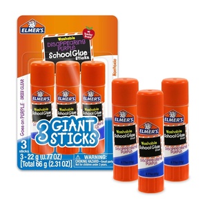 Elmer’s Disappearing Purple School Glue Sticks, Washable, 22 Grams, 3 Count – Poster, Vision Board, Back to School Supplies, #1 Teacher Brand(3 Count (Pack of 1))
