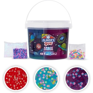 Elmer’s Gue Premade Slime, Glassy Clear 3 Lb. Bucket – Includes 5 Sets of Slime Add-ins(Space Adventure)