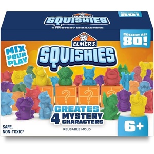 Elmer’s Squishies, Kids DIY Activity Kit, Squishy Glow in the Dark Toys, Creates 2 Mystery Characters, 13 Piece Set – Slime Fun, Crafts, Holiday Gift for Ages 6+(4 Squishies)